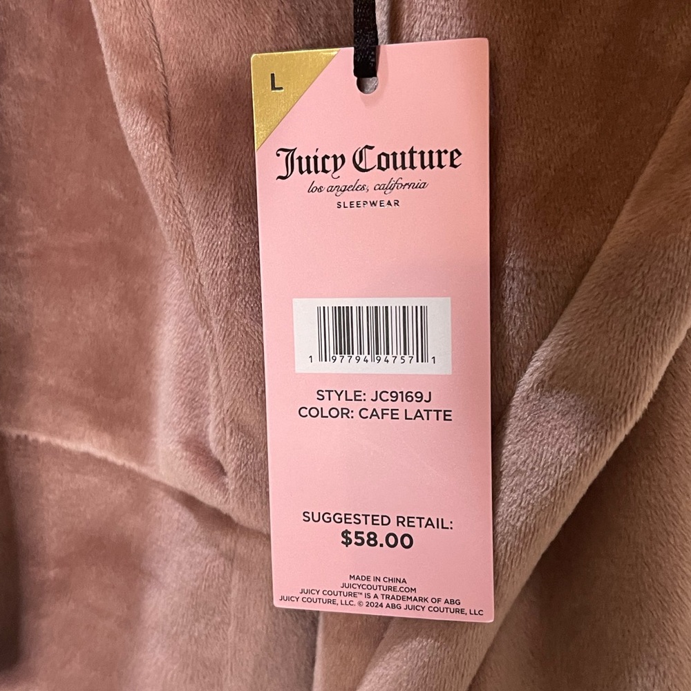 NWT Juicy Couture Velour Bling Top/Loungewear Cafe Latte Color Size L - Picture 4 of 5